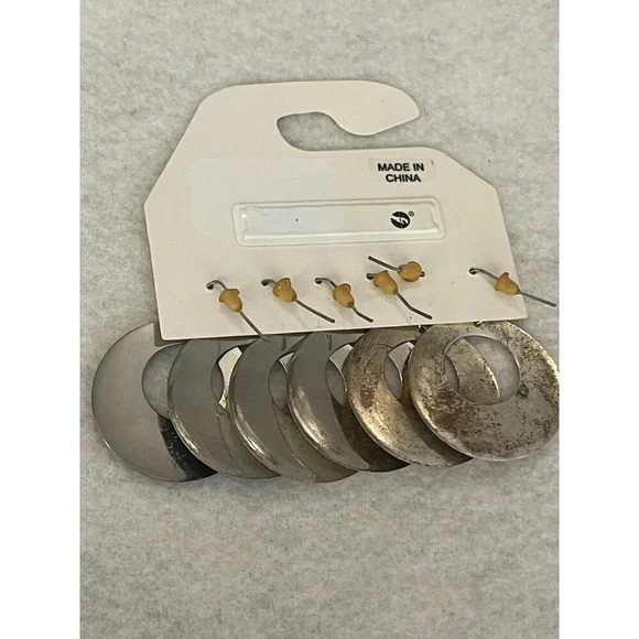 Vintage VTG CC Hughes Dangle Earrings 3 Pairs Gold Tone White Black Glitter - Picture 6 of 7